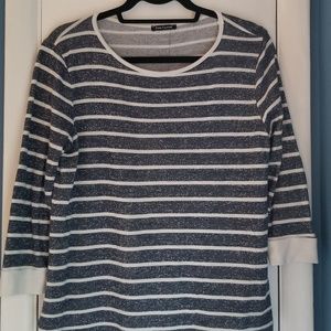 3/4 Sleeve Striped Blue/White Top